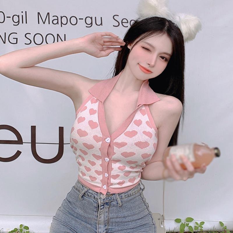 Áo len lửng cổ yếm quyến rũ thời trang cho nữ