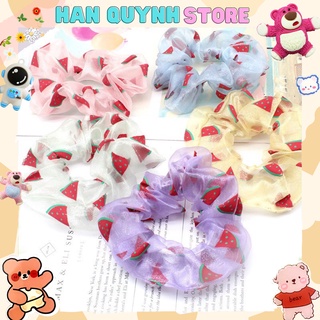 Cột tóc Vải Scrunchies 🍉 dây buộc tóc vải Dưa Hấu🍉 ảnh thật .
