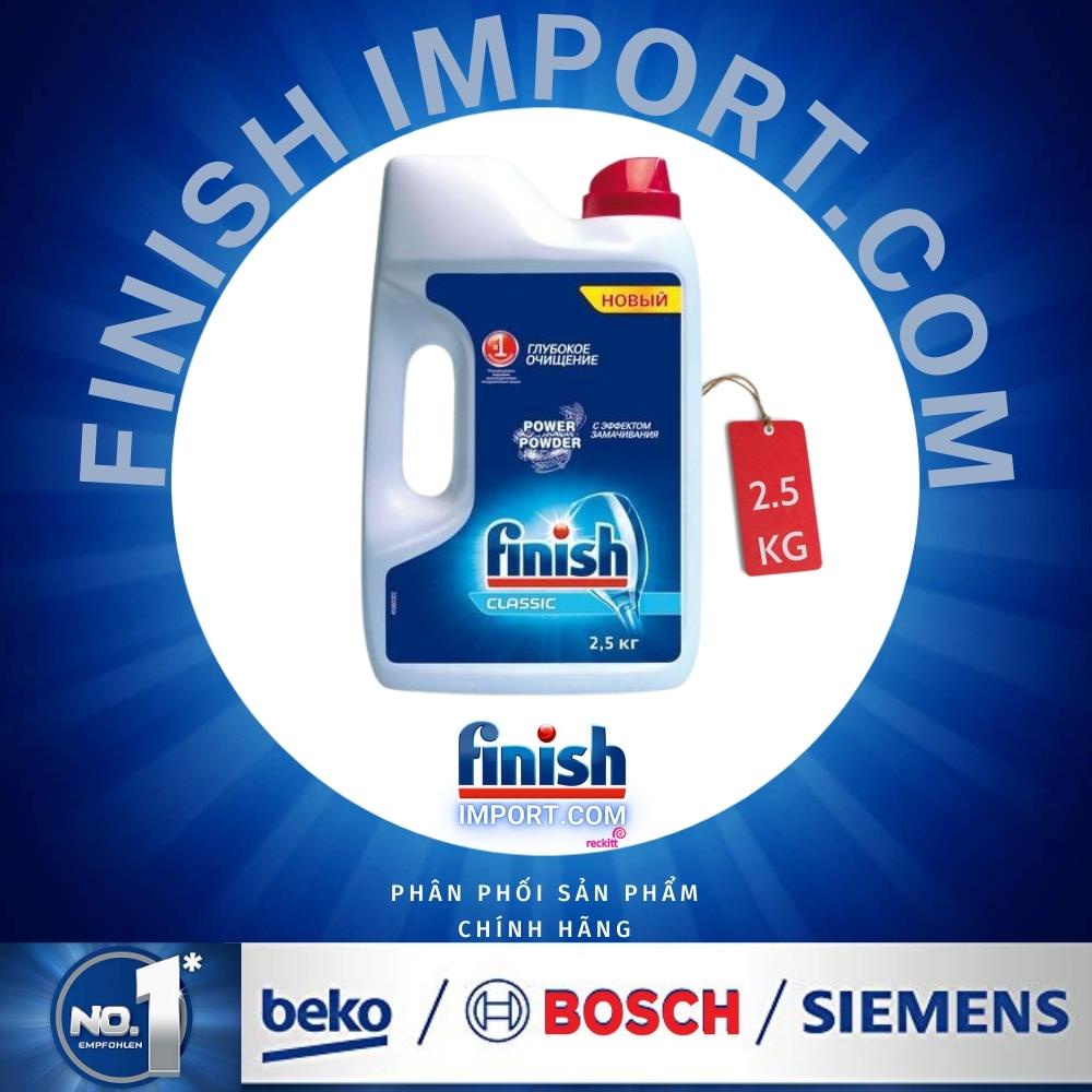 Hộp bột rửa chén Finish Classic 2,5Kg (250 lần dùng) – Dành cho máy rửa chén bát gia đình Châu Âu - Bosch - Electrolux..