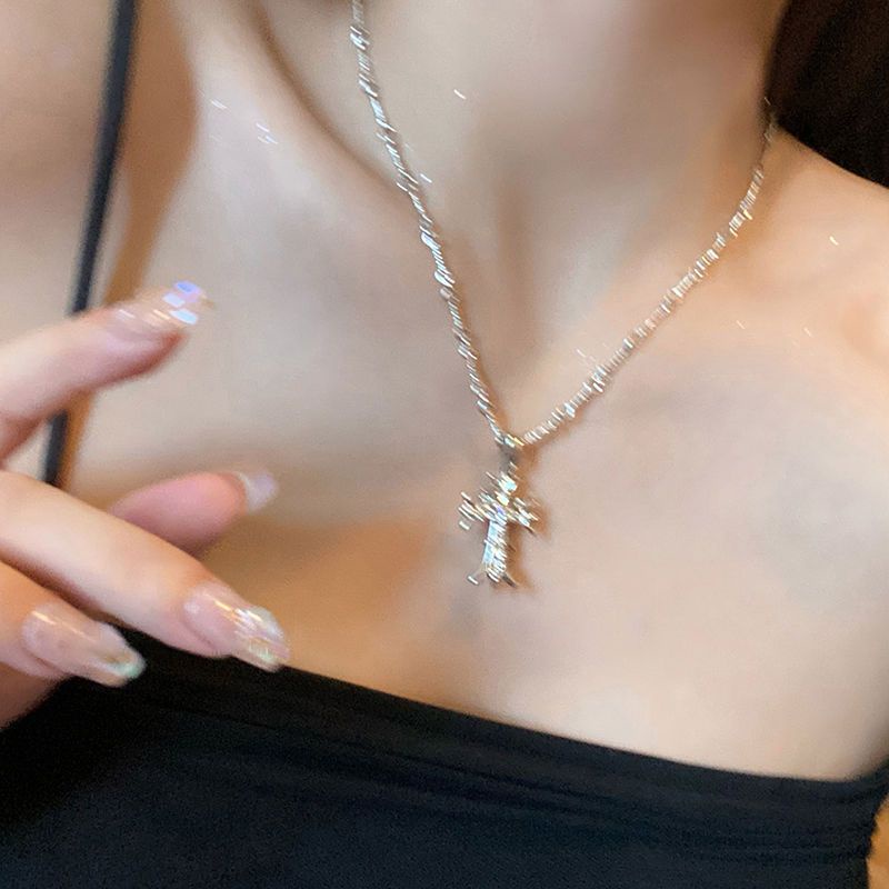 Vòng Cổ Dây Xích Dáng Dài Mặt Chữ Thập Thời Trang Âu Mỹ Sang Trọng Cho Nữ