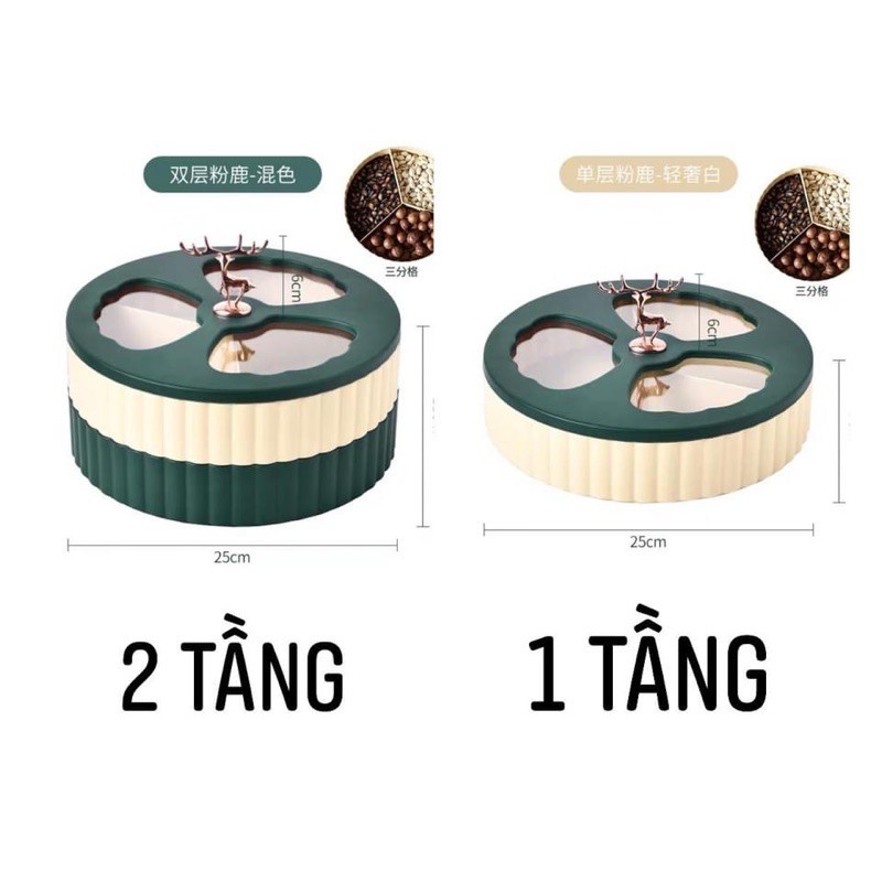 Khay mứt 2 tầng hình hươu vàng cao cấp - Hộp Đựng Bánh Kẹo, Mứt Mẫu Mới Phong Cách Châu Âu