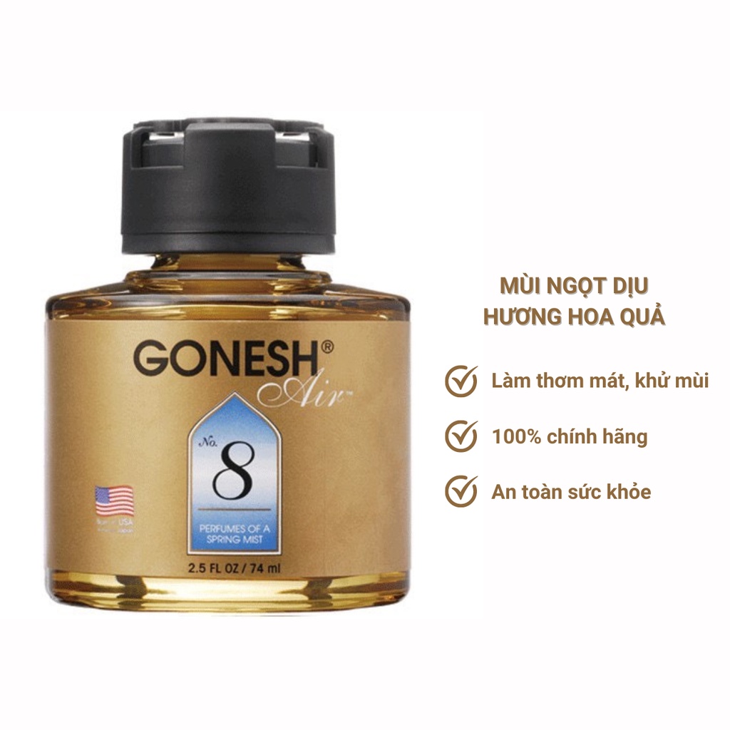 Nước hoa khử mùi ô tô cao cấp mùi hương số 8 best-seller Gonesh, Nước thơm xe hơi an toàn tiện lợi