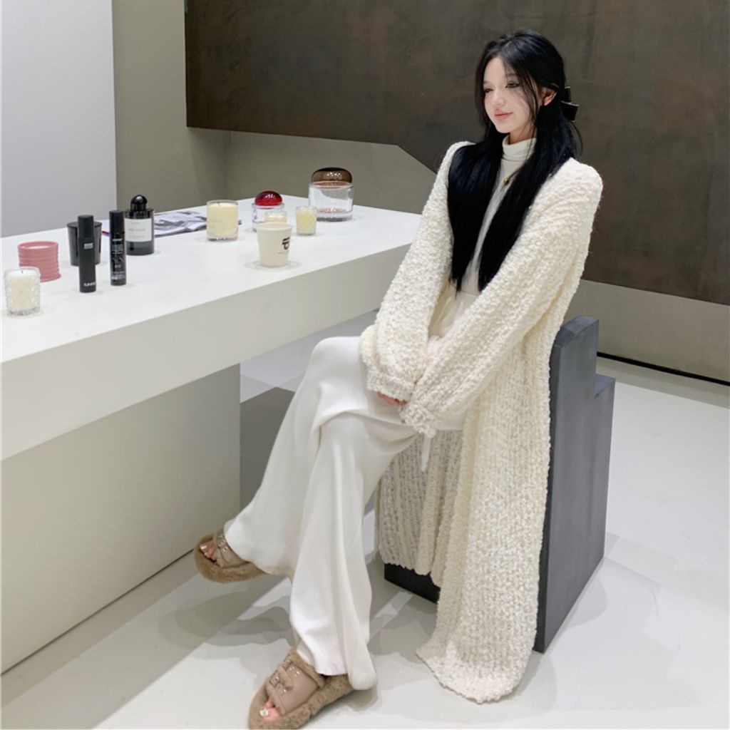 Áo choàng len dáng dài, áo khoác cardigan dài mỏng nhẹ phù hợp mùa thu hàng order Taobao nhà Oanhdilys