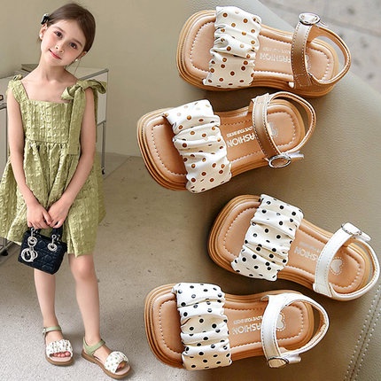 Giày Sandal Đế Mềm Chống Trượt Họa Tiết Chấm Bi Thời Trang Mùa Hè Dành Cho Bé Gái