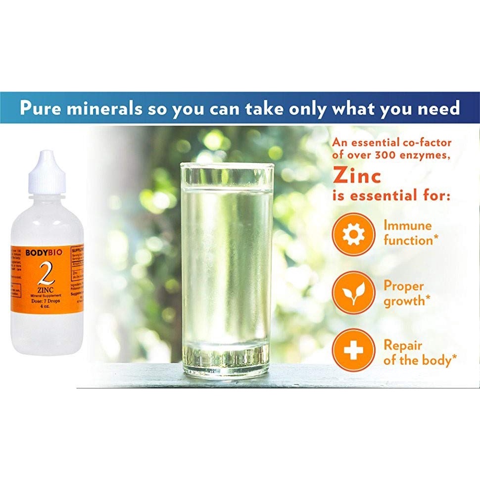 Bodybio Zinc 60ml liquid - Kẽm giọt màu cam