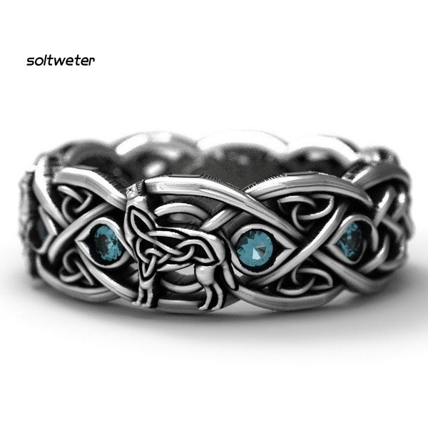 Nhẫn Mạ Bạc Đính Đá Topaz Nhân Tạo Phong Cách Cổ Điển Dành Cho Nam Và Nữ