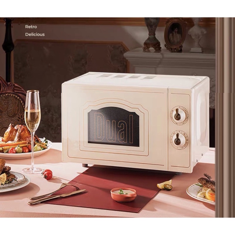 Lò vi sóng kết hợp lò nướng 2 trong 1 Dual DIK23 thể tích 20L phong cách retro, công nghệ nướng MH-4D làm nóng nhanh