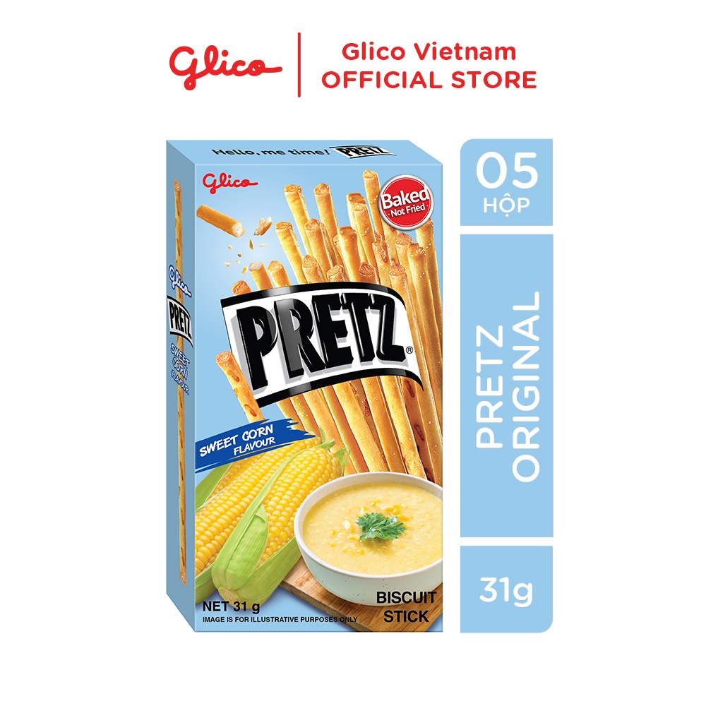 Bánh que nướng giòn vị bắp GLICO Pretz Sweet Corn Flavour (Combo 5 hộp)