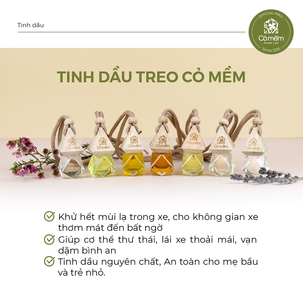 Tinh Dầu Treo Xe Ô Tô Phòng Ngủ Treo Tủ Quần Áo Nhà Vệ Sinh Thiên Nhiên Nguyên Chất Tự Tỏa Hương Cỏ Mềm 8,5ml