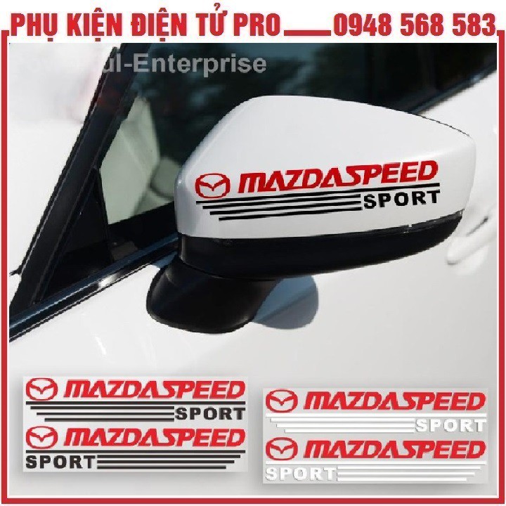 Bộ 2 Tem Dán Gương Chiếu Hậu Ô Tô Mazda Speed