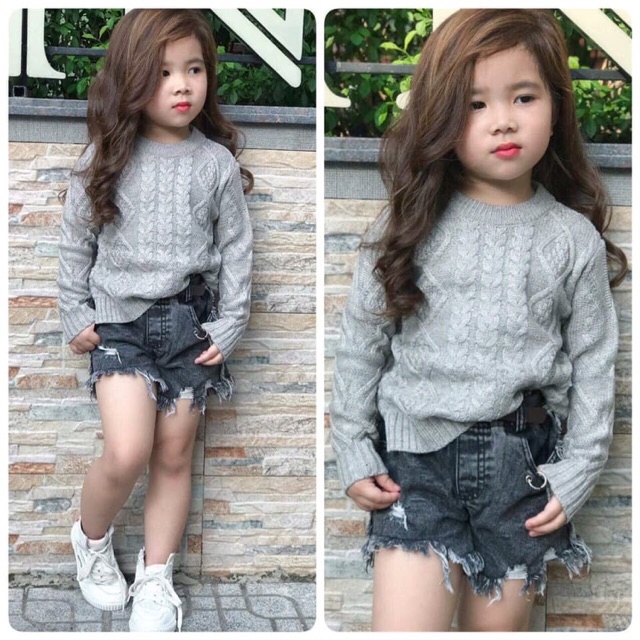Áo len cổ tròn cho bé trai bé gái