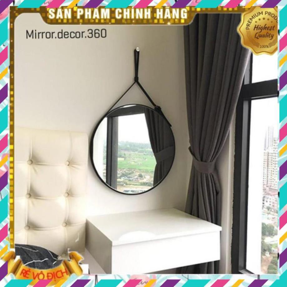 Gương Tròn Treo Tường Dây Da Cao Cấp , Mirror Decor 360