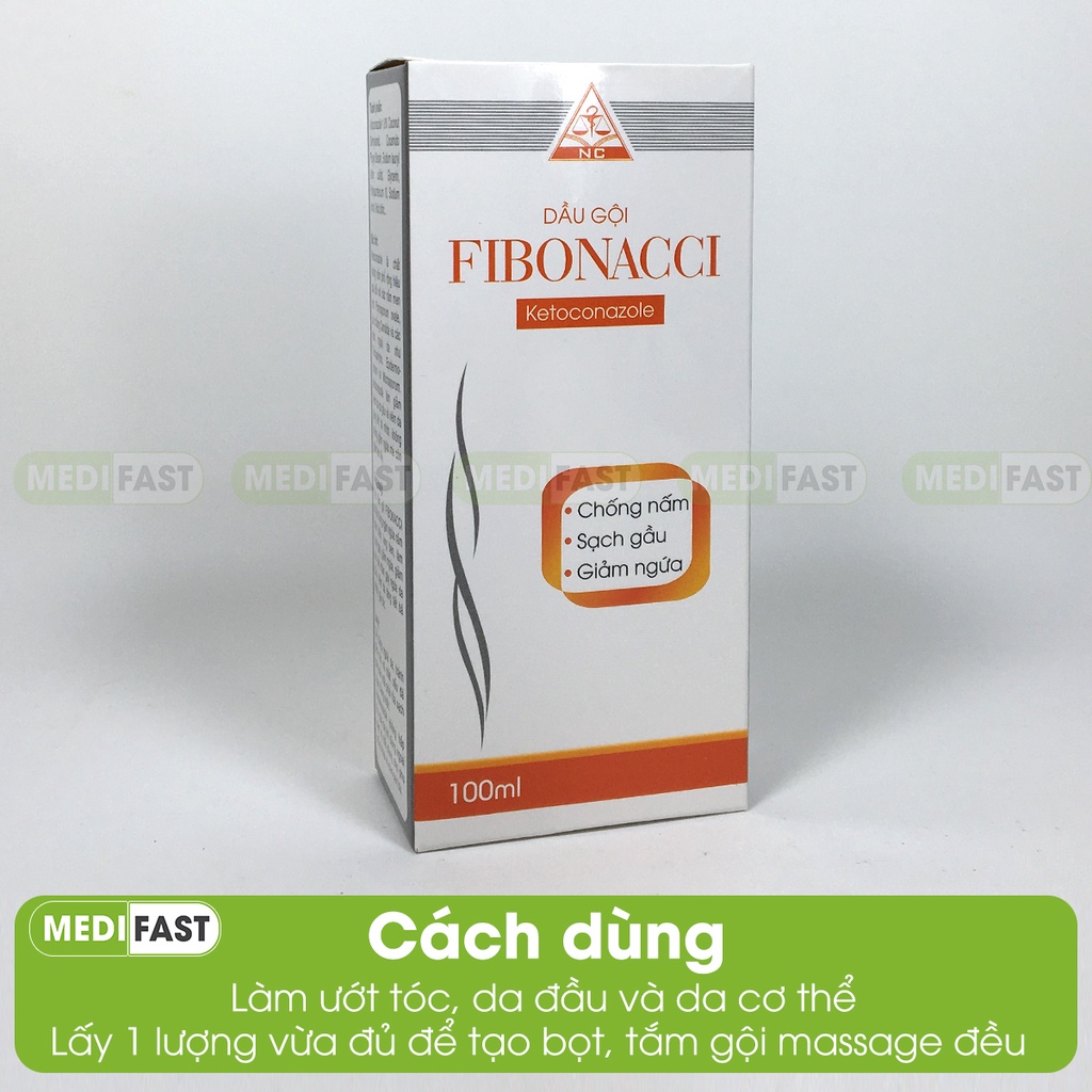 Dầu gội ngăn ngừa gàu Fibonacci chai 100ml - sạch gàu, hết ngứa từ ketoconazole, chống nấm, đầu bết dầu