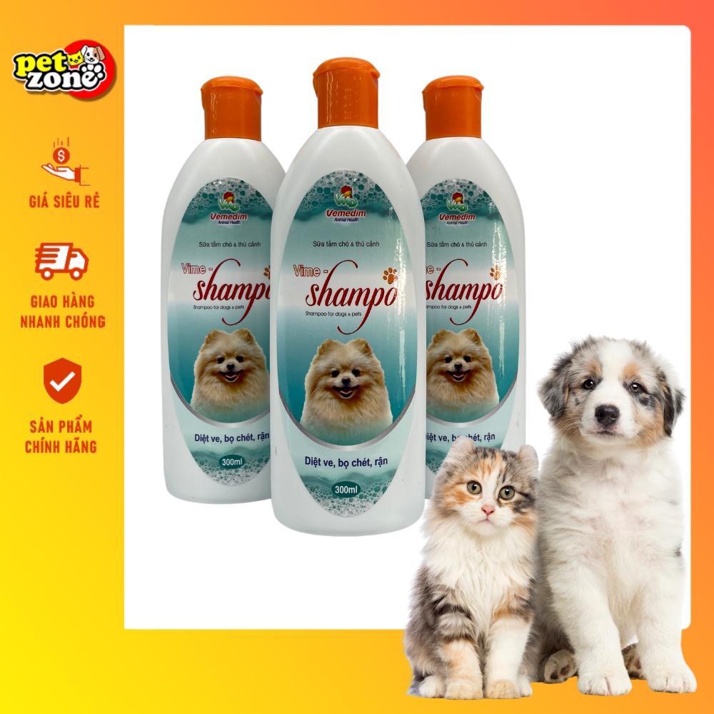 Sữa tắm cho chó mèo và vật nuôi Vime Shampoo - Sữa tắm diệt bọ chét, ve rận - Chuyên dùng cho vật nuôi