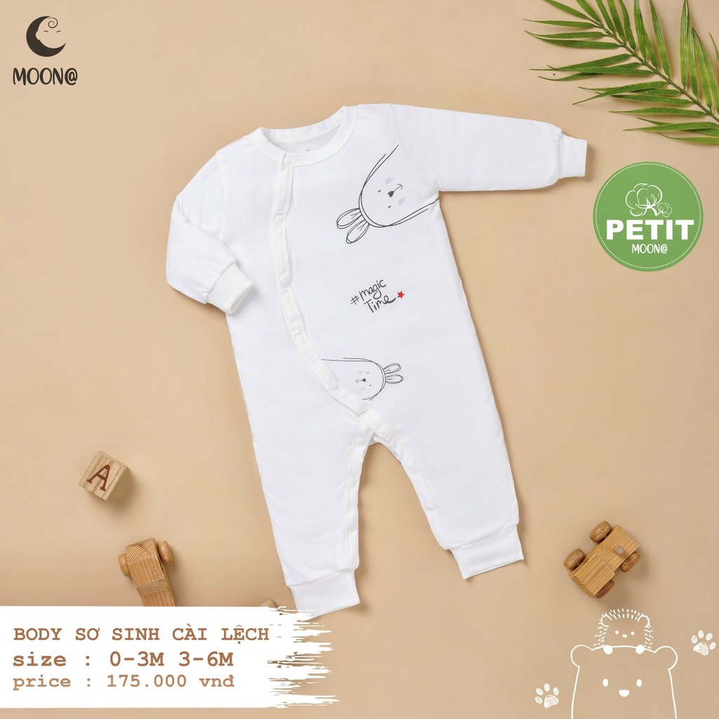 Bộ Quần Áo Sơ Sinh Dài Tay Moon Chất Petit Siêu Mềm Mại Cho Bé Sơ Sinh 0-3 Tháng và 3-6 Tháng Thị Nắng Store