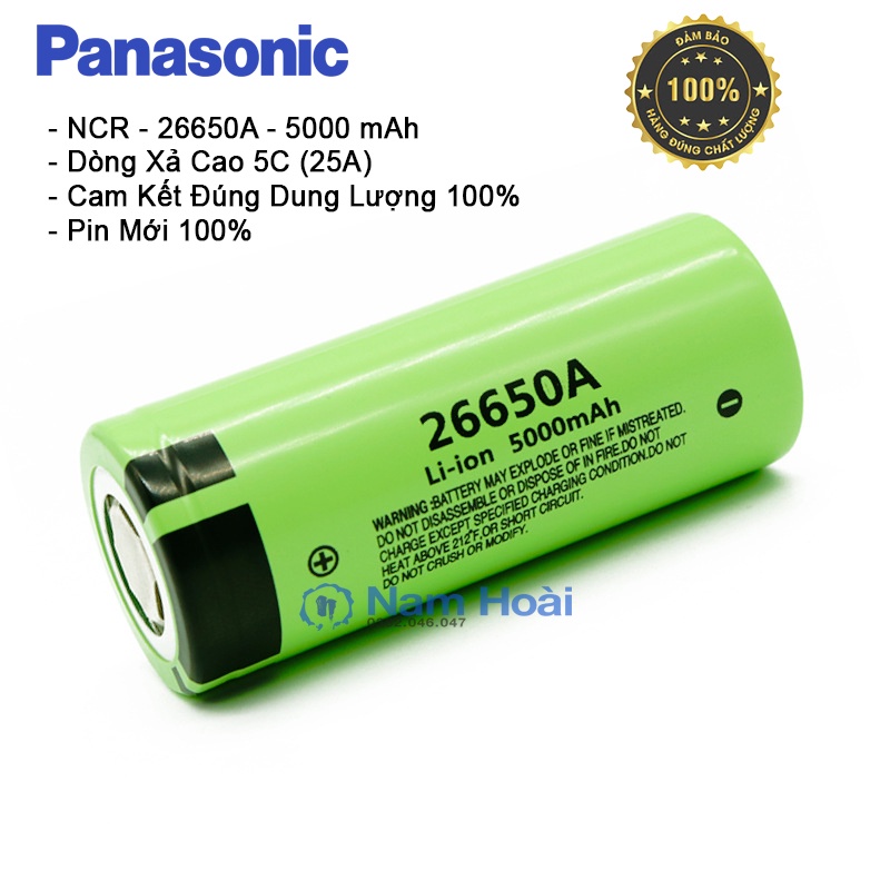 Pin Sạc Panasonic NCR26650A 26650 Dung Lượng 5000 mAh
