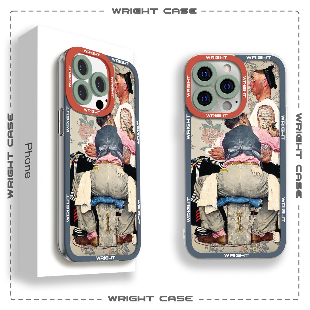 Ốp lưng iphone cạnh vuông Nghệ thuật họa tiết tattoo Wrightcase 6plus/7/8/8plus/x/xs/11/12/pro/max/plus/promax