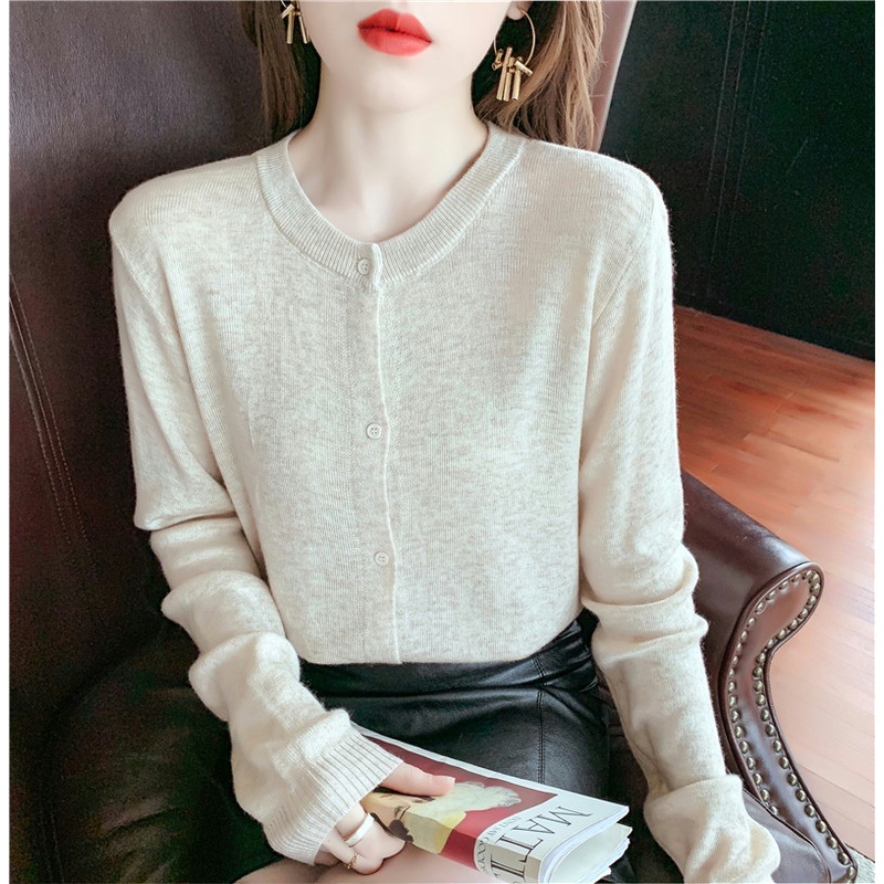 NRVP Áo Khoác Cardigan Dệt Kim Tay Dài Dáng Rộng Phong Cách Hàn Quốc Cho Nữ