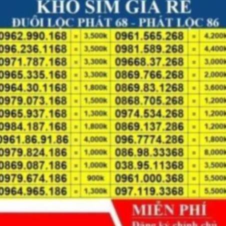 SỐ ĐẸP Đuôi Lộc Phát 68 - Phát Lộc 86 Viettel 