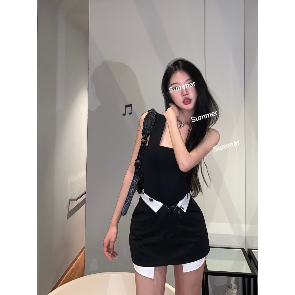 QADCOL  Bộ Áo Dệt Kim Ôm Dáng Màu Đen + Chân Váy Thiết Kế Cổ Tay Đẹp Mắt Cho Nữ