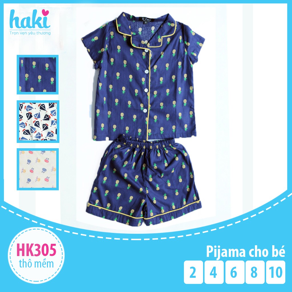 Bộ Pijama cho bé gái vải thô hàn Haki (Xanh than)