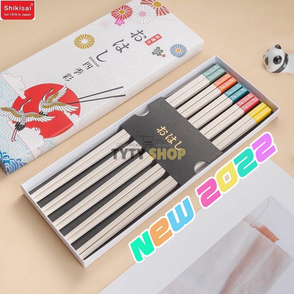 Set 5 đôi đũa Kháng Khuẩn Shikisai Yosakoi Buchi Sợi Thủy Tinh, Chống Nấm Mốc, Chịu Nhiệt  AL-1127
