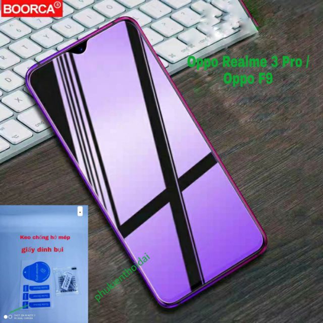 Cường lực Oppo Realme 3 Pro / Oppo F9 FREESHIP Từ 50k dùng chung tím chống tia UV hại mắt ( tặng keo mép )
