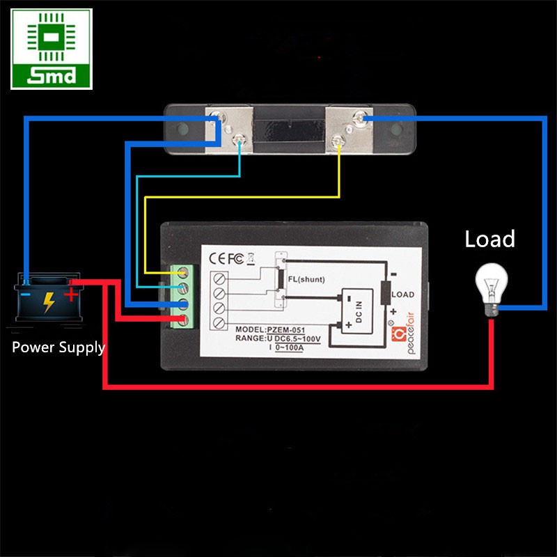 Công tơ điện tử PZEM-051 DC 100A (Kèm trở Shunt)