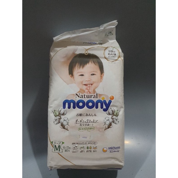 Bỉm Moony nội địa Natural dán quần đủ size: NB63/S58, m46, L38, L36,XL32