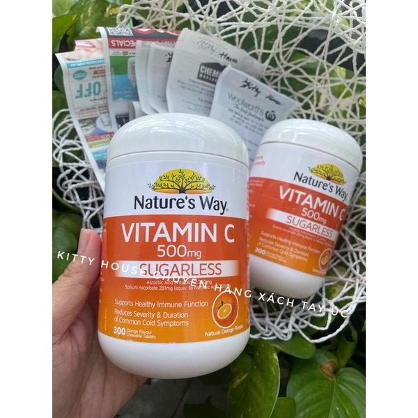 VIÊN KẸO NHAI NATURE’S WAY VITAMIN C SUGARLESS LỌ 300 VIÊN CHÍNH HÃNG