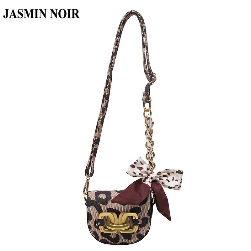 Túi đeo chéo JASMIN NOIR họa tiết da báo phong cách vintage cho nữ