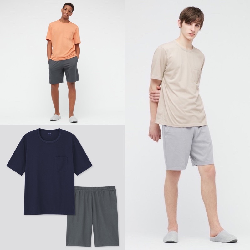 Bộ quần dài áo cộc làm mát airism cotton nam thời trang của UNIQLO