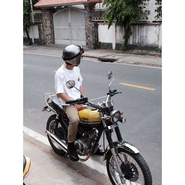 Áo Thun Biker - Enduro Y1 Thương hiệu Olderister - Màu Trắng