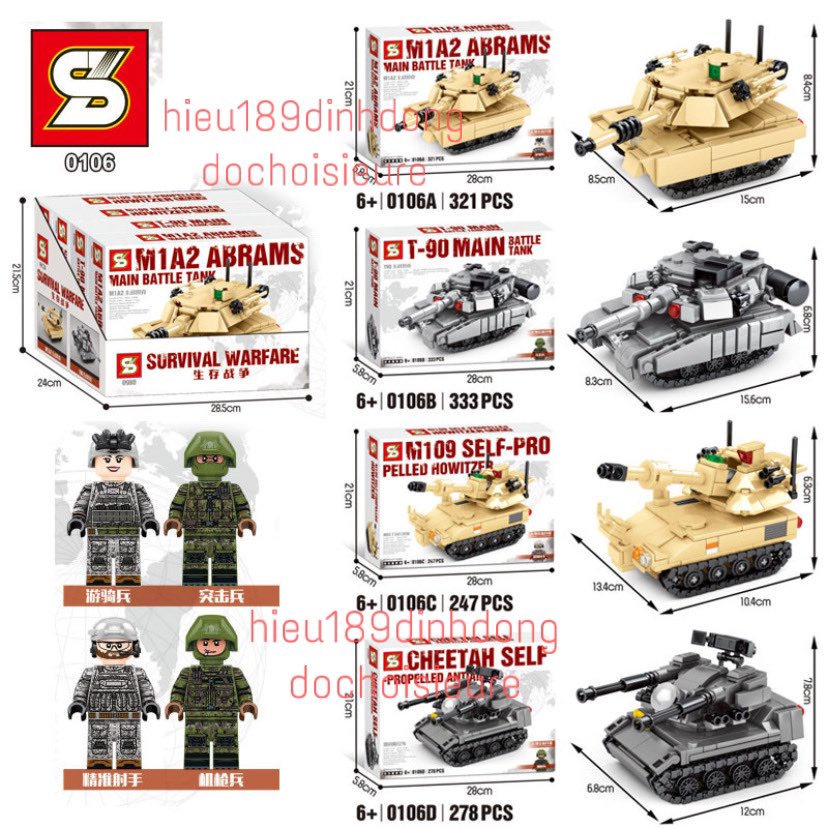 Lắp Ráp xếp hình xe tank quân đội SY 0106