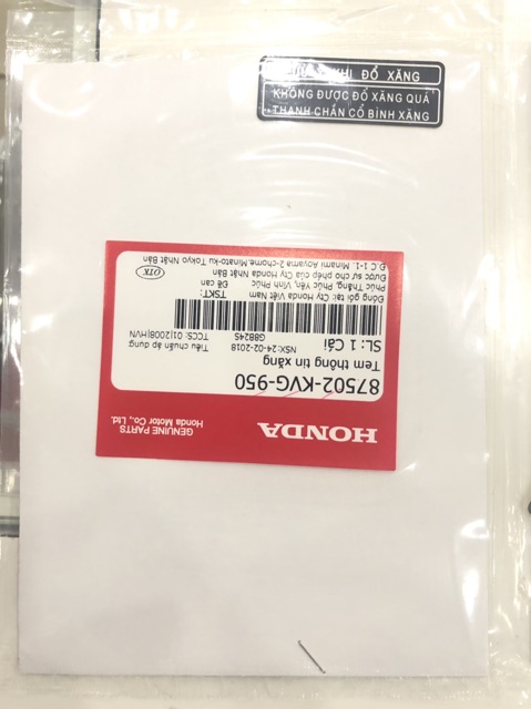 Bộ 4 Tem Thông Số AirBlade 2016-2018 Chính Hãng Honda