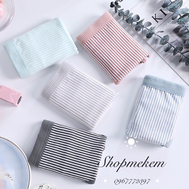 [Mã 12FASHIONSALE1 giảm 10K đơn 50K] Quần lót nữ chất cotton kẻ sọc cao cấp kháng khuẩn viền mỏng mềm mịn SQ09 | BigBuy360 - bigbuy360.vn