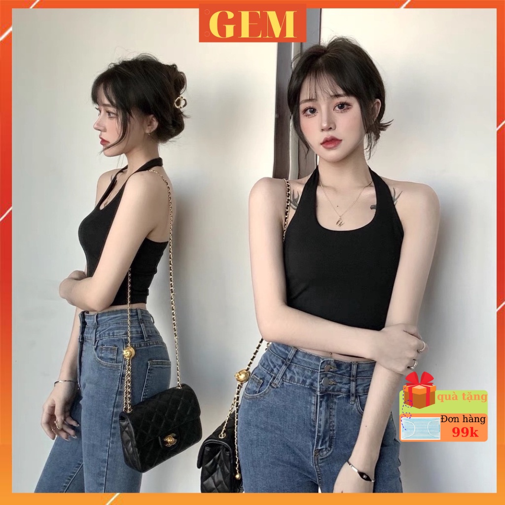 Áo yếm nữ choàng cổ hở lưng gợi cảm cực xinh , croptop nữ kiểu yếm