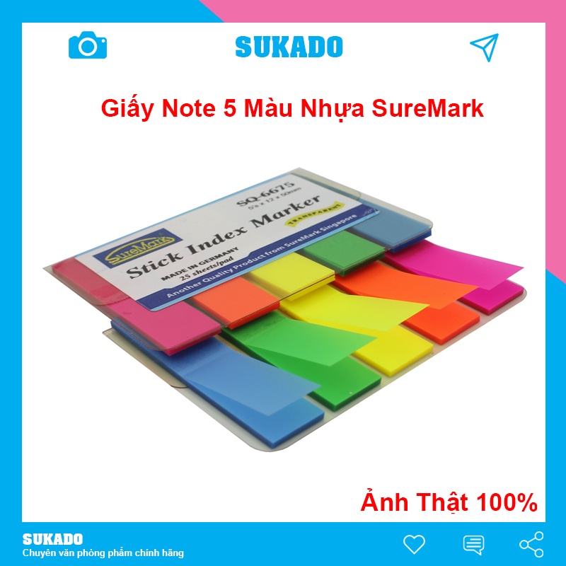 Giấy Note ghi chú phân trang 5 màu nhựa Suremark SUKADO GIAYN08