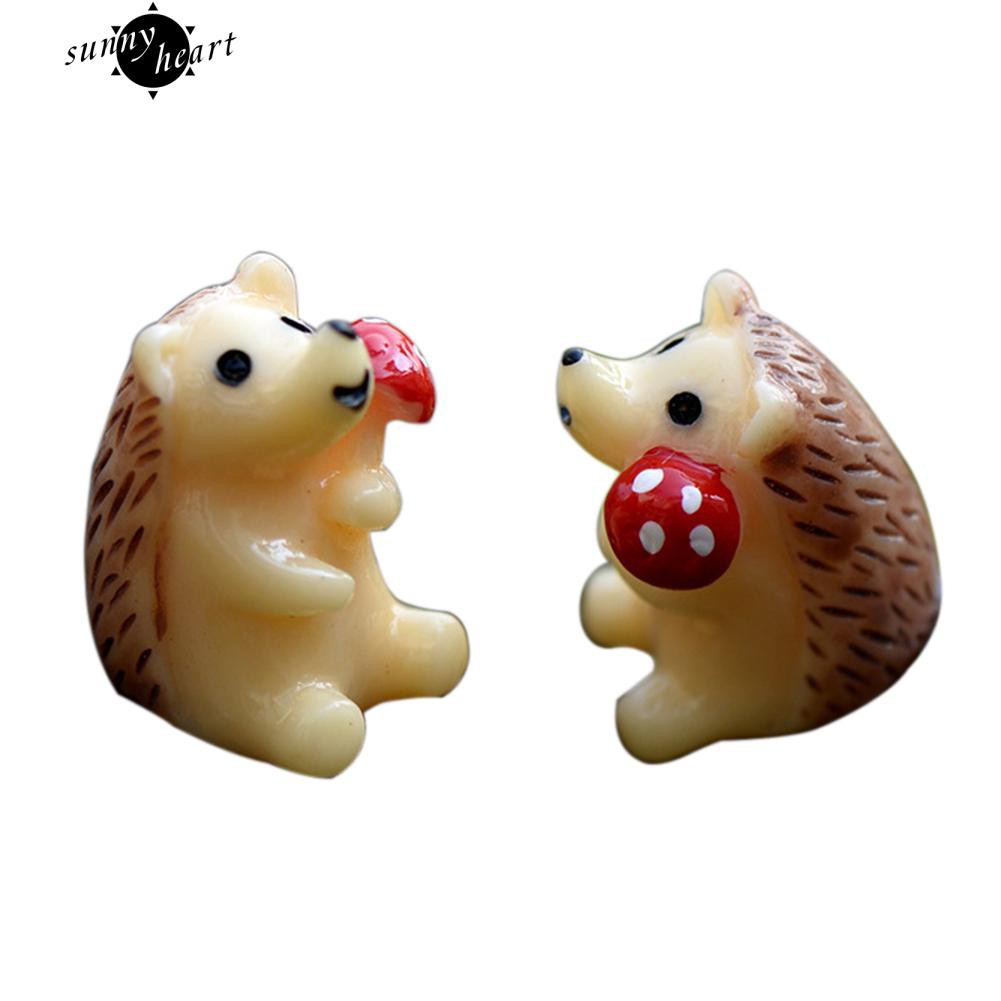 2 Tượng nhím con dễ thương dùng trang trí chậu cây cảnh
