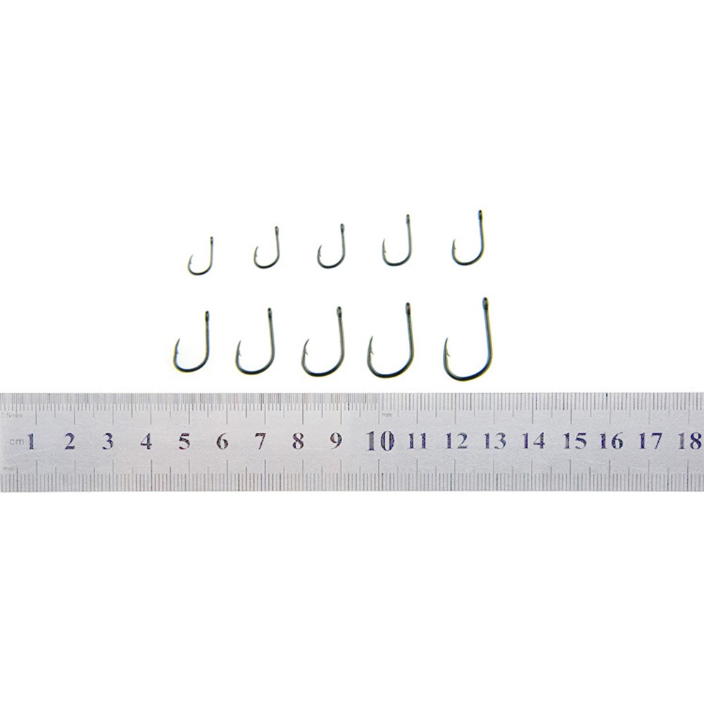 1 Hộp 100 Móc Câu Cá Bằng Thép Carbon 10 Kích Cỡ 3-12 Inch