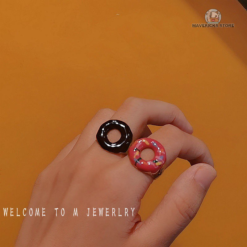 Nhẫn hình bánh donut phong cách Hàn Quốc dễ thương cho cặp đôi