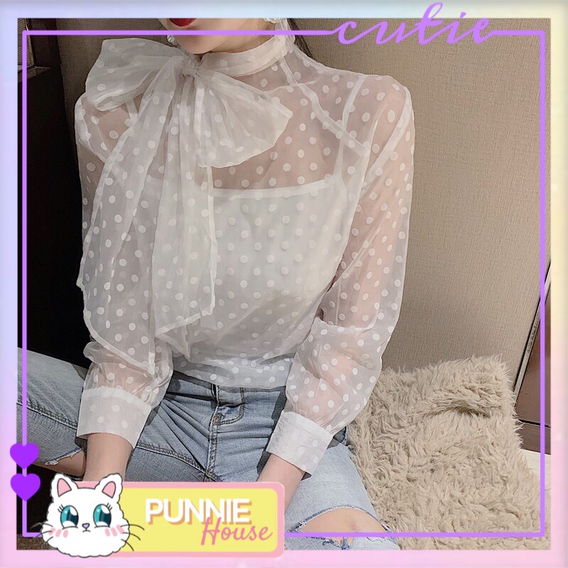 🎀 TIỂU THƯ VOAN CHẤM BI 2 LỚP THẮT NƠ CỔ SIÊU TO CỰC SANG CHẢNH