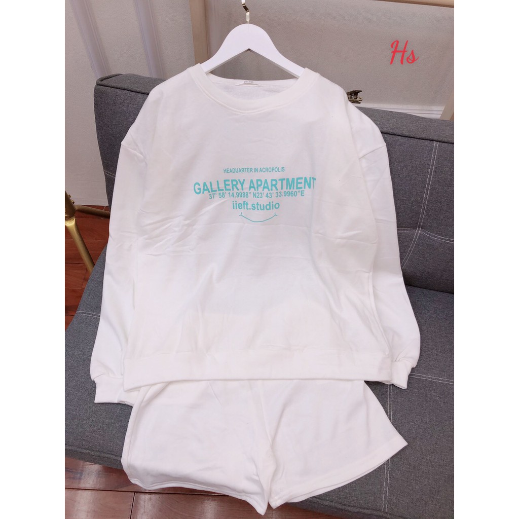 Áo sweater trắng in galley , chất liệu chân cua SP000802