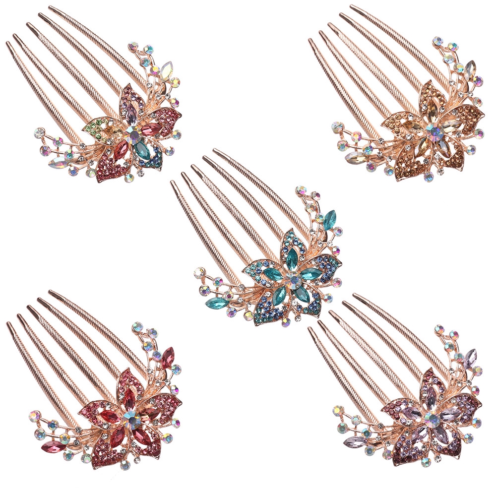 Trâm cài tóc hình bông hoa đính đá sang trọng