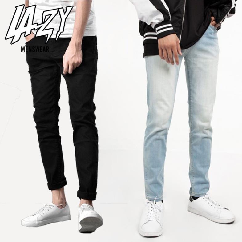 Quần jean đen nam và quần jean xanh nhạt LAZY BOUTIQUE dáng Slim fit đẹp hàng cao cấp xuất khẩu Hàn Quốc 2021 ⚡