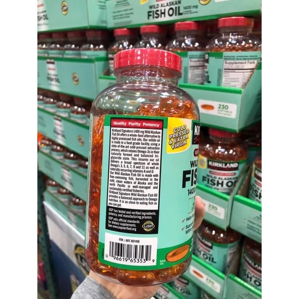 T10/2024 - Dầu cá Kirkland Wild Alaskan Fish Oil 1400mg - 230 viên