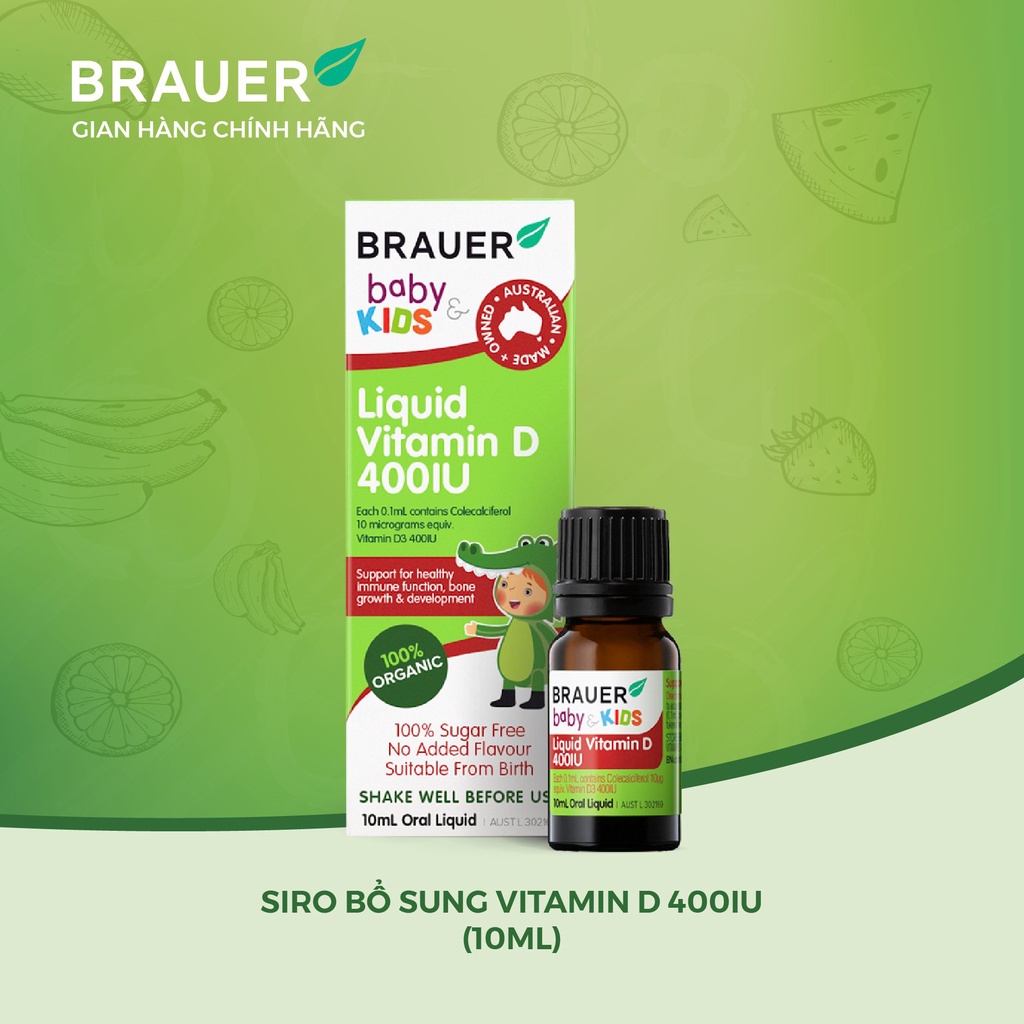 Siro BRAUER Liquid Vitamin D 400IU cho trẻ sơ sinh trở lên (10ml)