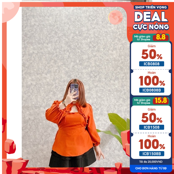 Áo cổ tàu peplum che bụng 50-85kg. Hình thật Bụ Bẫm shop