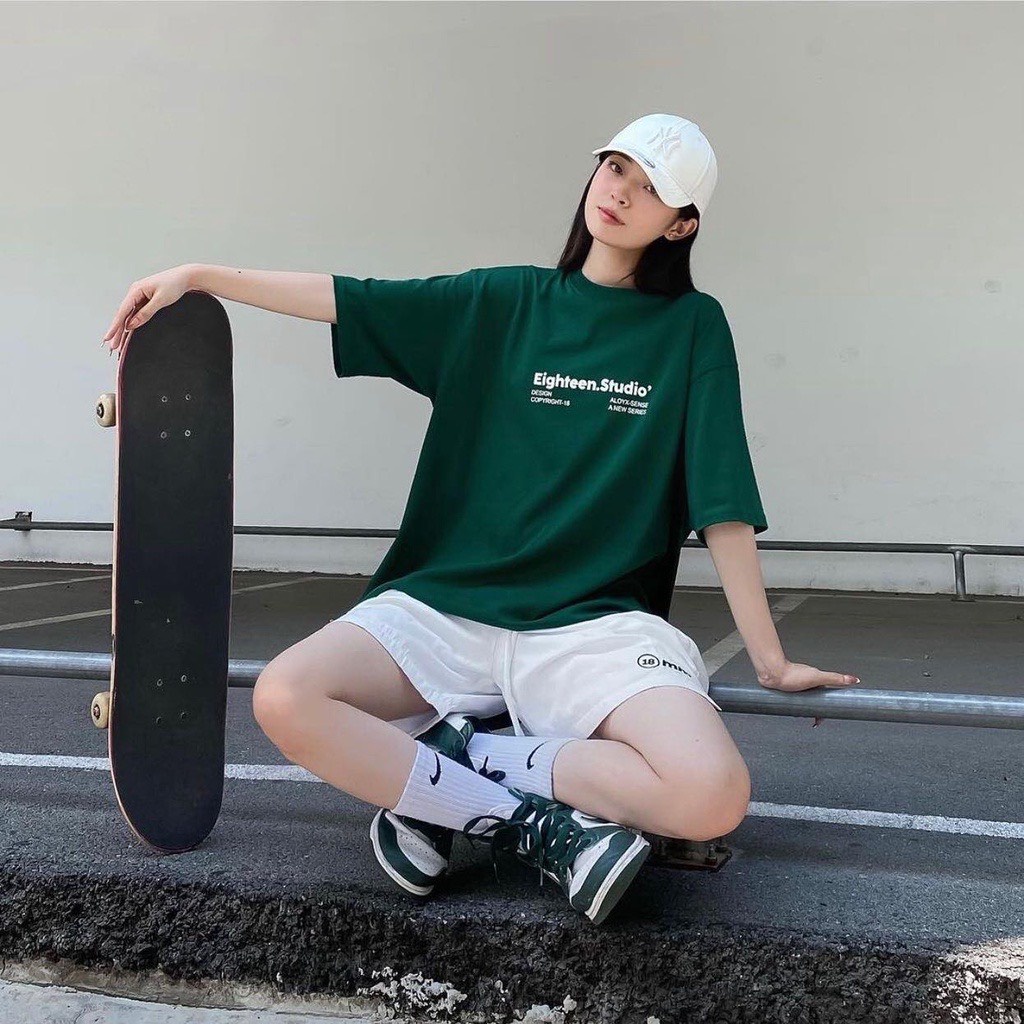 Áo Thun Xanh Lá Eighteen 100% cotton Áo Phông Nam Nữ Ulzzang Unisex 𝘽𝙮.𝘾𝙖𝙢𝙘𝙖𝙢