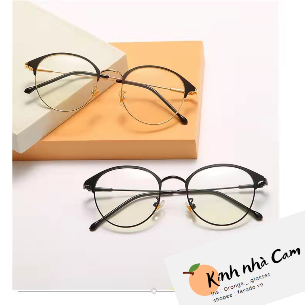 Kính gọng kim loại thời trang cho nam nữ ( tặng kèm hộp đựng kính )